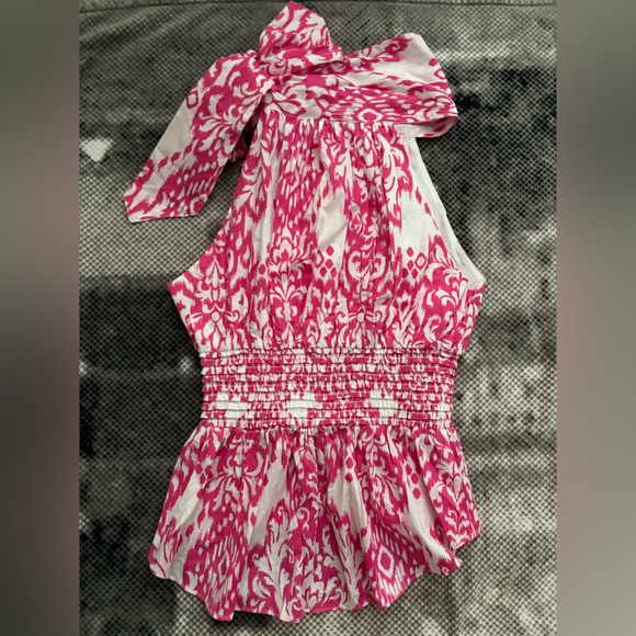 Reset by Jane Top Pink White Smocked Waist NWT NEW✨Sz M 🍒 - Picture 5 of 8